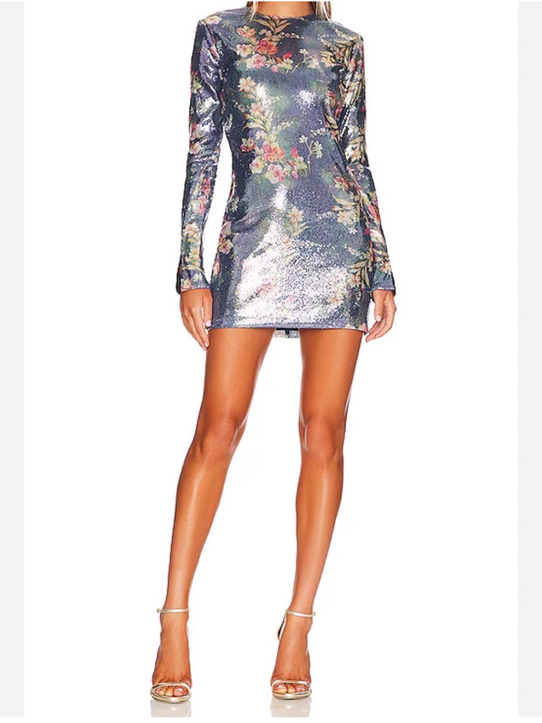 Amanda Uprichard Ayla Mini Mettalic Floral Dress Size L